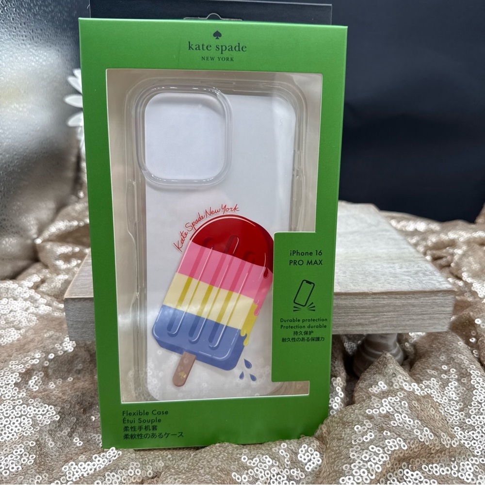 kate spade iPhone 16 Pro Max snack bar Case - Red, Yellow, Blue Popsicle